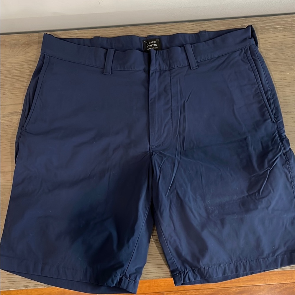 J. Crew Blue Flat Front Tech Shorts 33